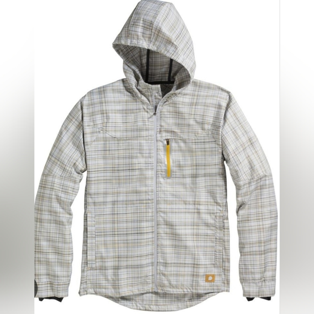Men's Brooks Gray Water Resistant Plaid Performance Hooded Jacket (SIZE :SMALL)